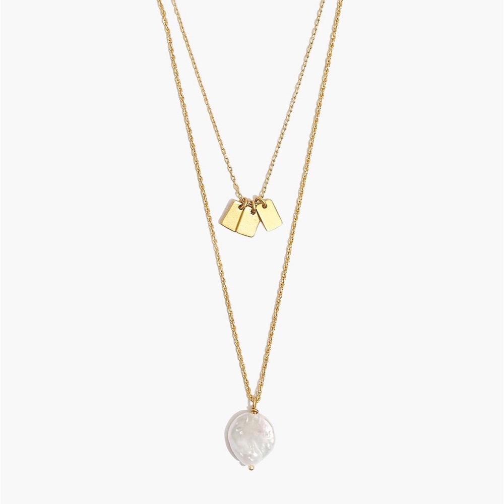 Madewell Coin Pearl Pendant Necklace Set